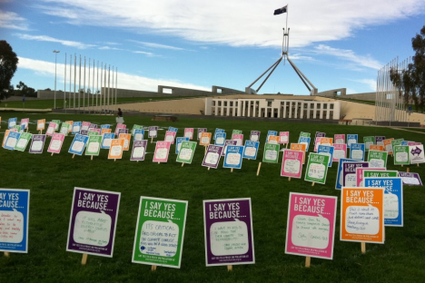 Say Yes Australia placards