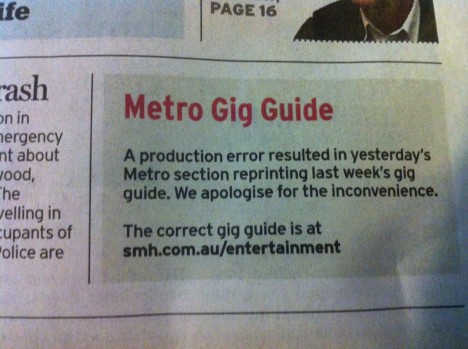 Herald gig guide correction