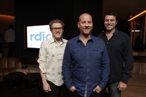 Host John Safran, Rdio's Dave Cain and Scott Bagby