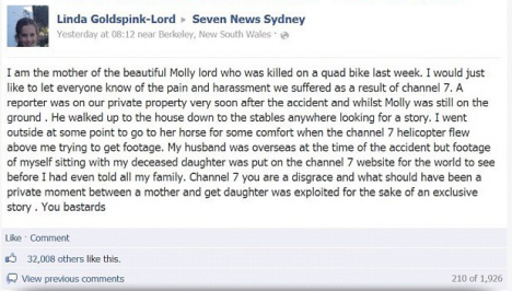 Linda Goldspink Lord Facebook comments