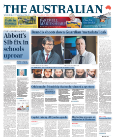The Australian Front page Dec 3 2013