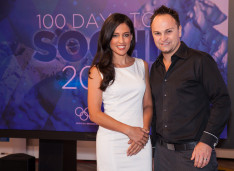 Sochi TEN Olympic Winter Games host Mel McLaughlin with TEN commentator and Winter Olympian Steven Bradbury