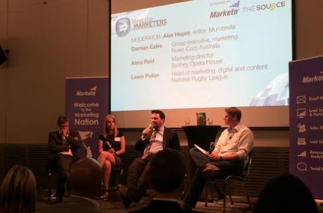 Meet the marketers events last night. L to R: Lewis Pullen, Anna Reid, Damian Eales and Mumbrella's Alex Hayes