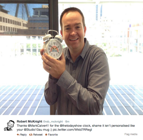 Rob McKnight with Today show clock