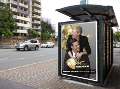WSFM Pure Gold rebrand outdoor ad - bus stop example