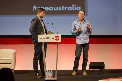 Tourism Australia's head of social media Jesse Desjardins (left) and Nicol present last year's Datafication session