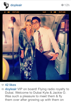 Jackie O on the flight with @doyleair | Source: Instagram