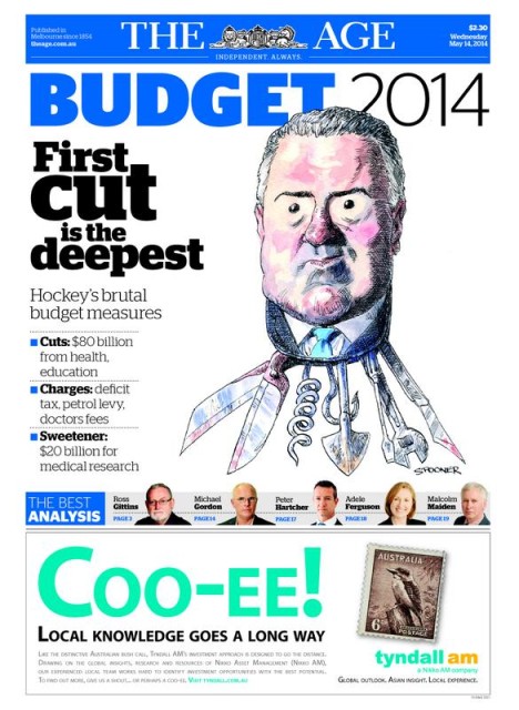 The Age front cover 14 May