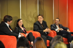 Mobile panel at Mumbrella360 L:R Nielsen’s Stuart Pike, Facebook’s Helen Crossley, SCA’s Clive Dickens and Yahoo!7′s Paul Sigaloff.