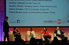 Annalise Brown, managing director, Porter Novelli Sydney, Caroline Catterall, founder, Keep Left , Andrea Kerekes, CEO and co-founder, access PR, and Patrick Baume, group communications manager, iSentia 