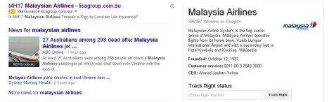 Malaysia Airlines keywords squatting google