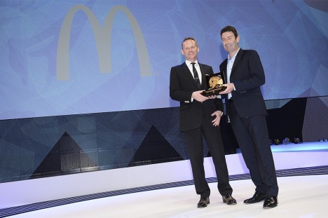McDonald's chief brand officer Steve Easterbrook accepts the Cannes Lions award | Pic: Getty Images