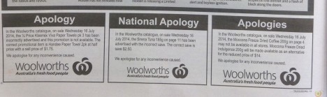 woolworths apologies sorry