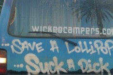 wicked campers lollipop slogan