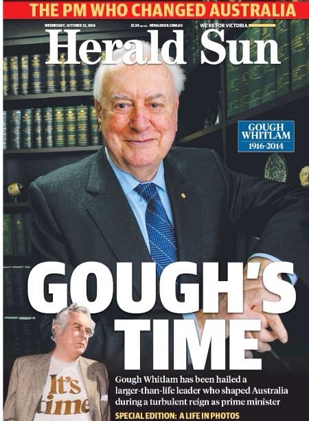 Herald Sun front page gough whitlam