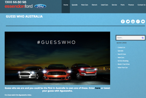 The promotion on the Essendon Ford website