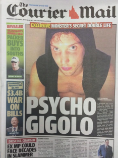 courier mail psycho gigolo apology headline paper