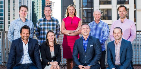(Left to right) Back row: Dave Osborn - Appnexus; Jeremy Crooks - Criteo; Alice Manners - IAB Australia; Ben Sharp - Adroll; and Ben Maudsley - Exponential. Front row: Matt Hunt - Amobee; Carolyn Bollaci - Sizmek; Evgeny Popov - Radium One; Matt Von der Muhll – SpotXchange.