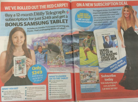 Two page spread in The Daily Telegraph