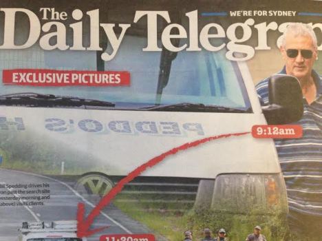 A close up photograph of the image as it appeared on the front page of this morning's The Daily Telegraph