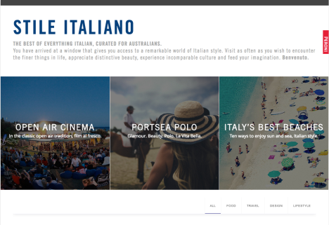 The blog brings Italy-related content, tailor-picked for an Australian audience.