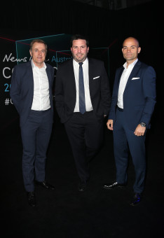 News Corp CEO Peter Tonagh , MD of metro and regional publishing Damian Eales and Farjami  Picture: Richard Dobson