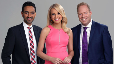 The Project's Waleed Aly (left) and Carrie Bickmore (centre) are battling for the Gold Logie which will be unveiled tonight