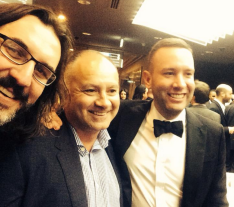 Not so young any more... Ferrier, Wilson and Baxter reunited at this year's Mumbrella Awards