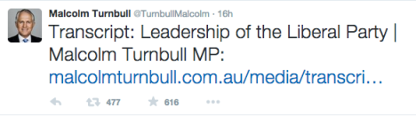Malcolm Turnbull tweet