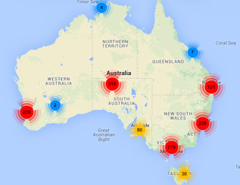 AFL social media impressions map