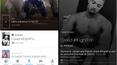 Twitter promoted moments creed