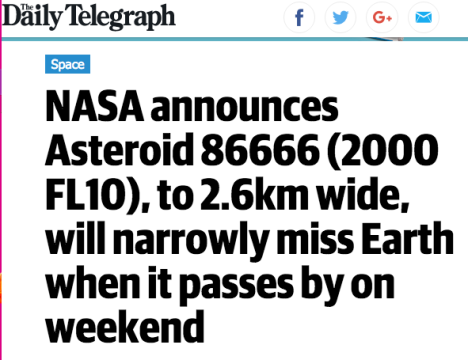 telegraph asteroid headline