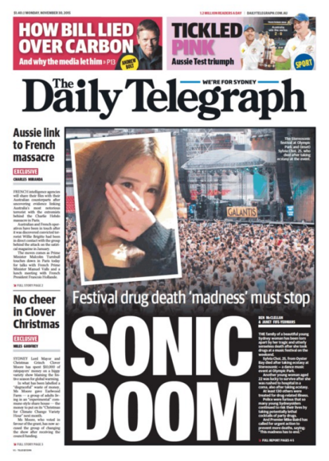 Daily Telegraph Sonic Doom front page