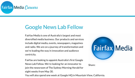Google News Lab Fellow fairfax media