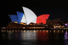 In the wake of the tragedy in Paris, the sails of the Opera House were lit blue, white and red, in solidarity with the people of France.