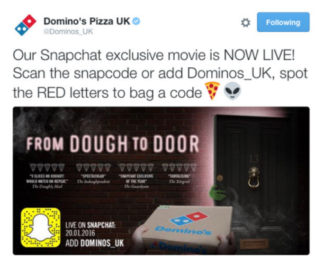 Dominos SnapChat ad