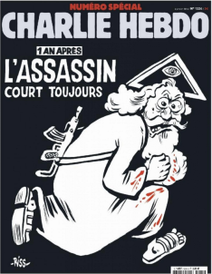 charlie hebdo anniversary cover the assassin is still out there