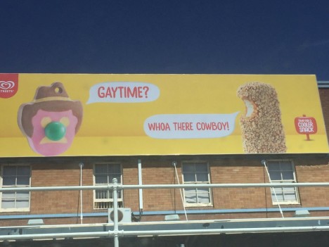 gaytime cowboy ad outdoor