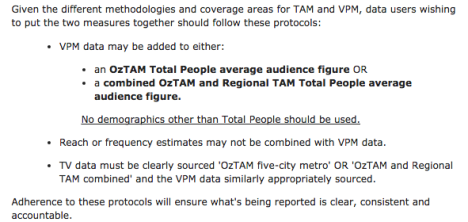 The new Oztam guidelines issued today. 