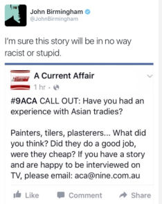 One of the social media posts criticising the ACA call out.