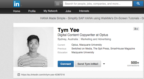 Tym Yee LinkedIn page
