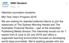 The now deleted SMH internship program announcement. 