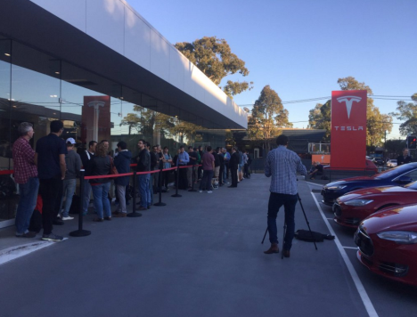 Tesla registration line-up in Australia