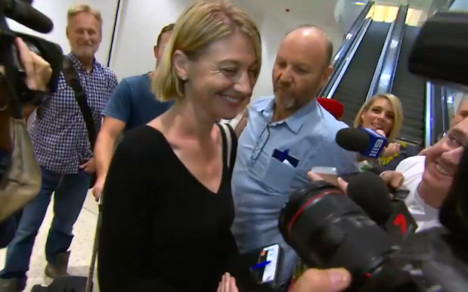 Reporter Tara Brown and to her left Stephen Rice. Source: Nine News. 