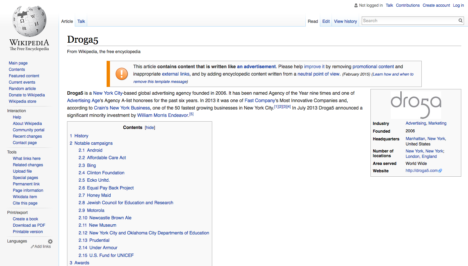 Droga5 wikipedia page