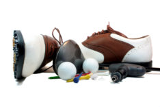 an isolation on white of golf items