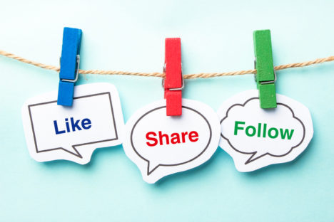 social media - like share follow illo