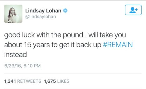Lindsay Lohan Twitter Brexit
