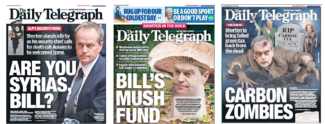 Some of the Daily Telegraph front pages run over the campaign. 
