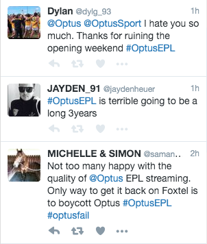 Optus EPL Twitter coments